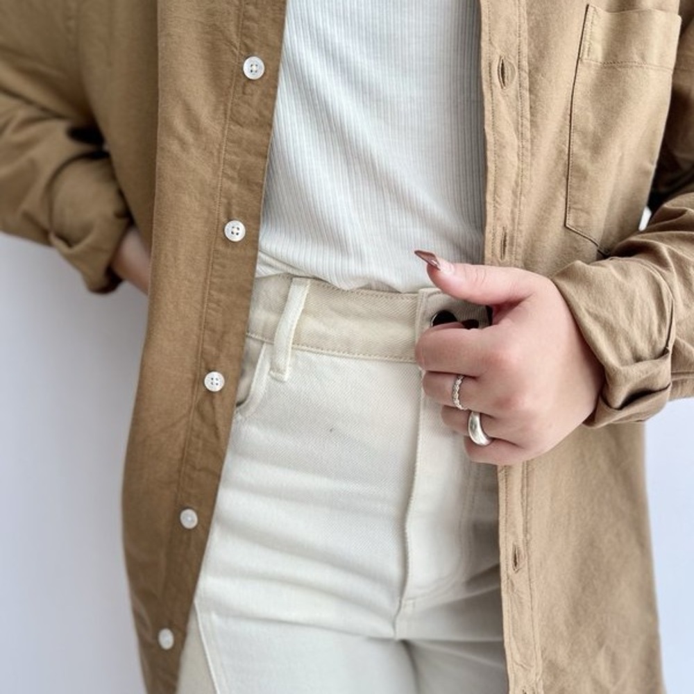 Off-White Cotton Canvas Wide-Leg Jeans - Picture 3 of 5
